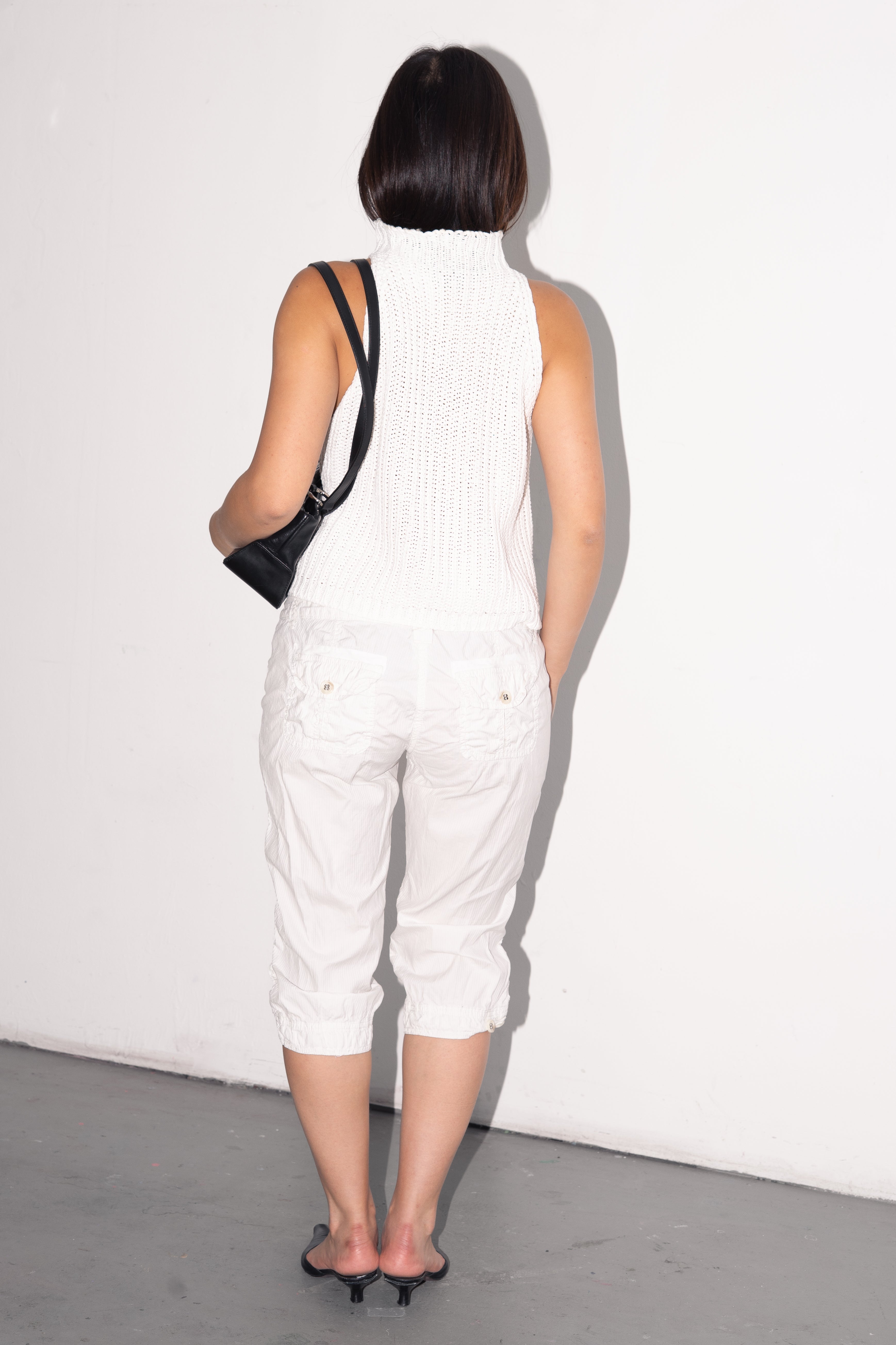 White Capri Bottoms Textured - Size M/L