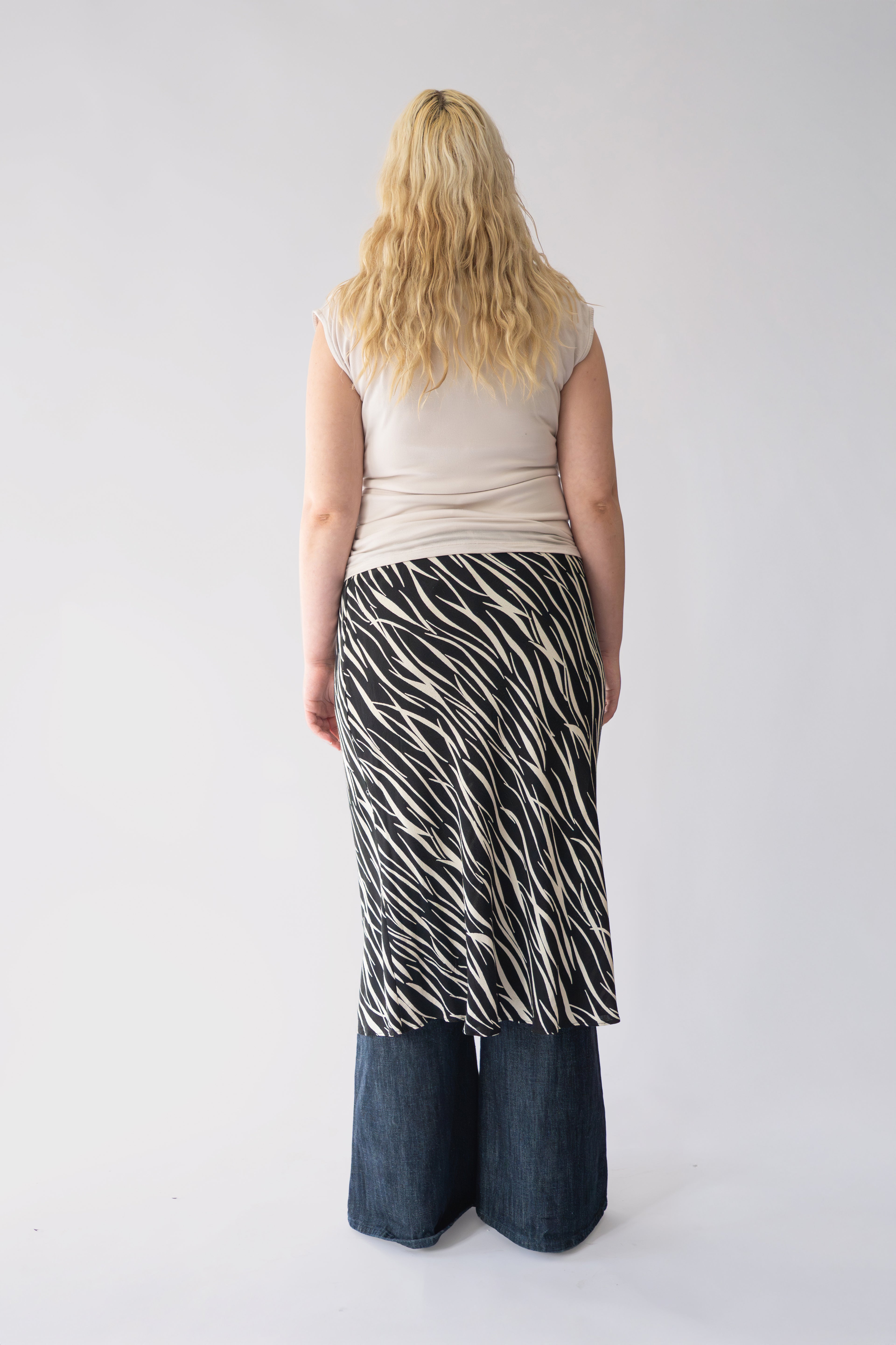 Zebra Beige Creme Long Skirt